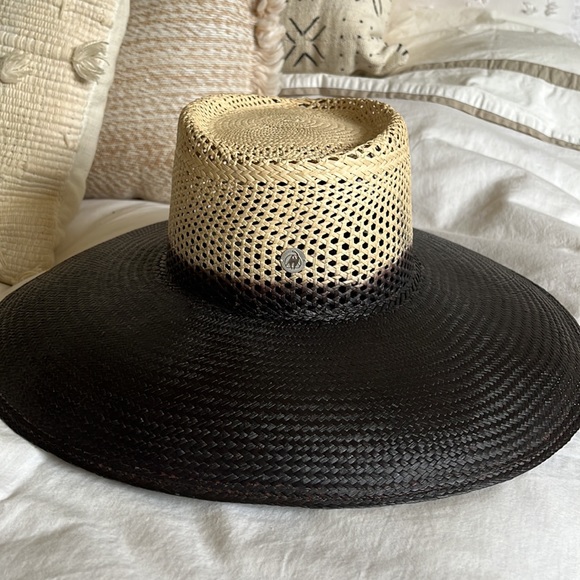 NEW Freya Eclipse Charcoal Dip Dyed Hand Woven Straw Wide Brim Hat - Picture 8 of 12